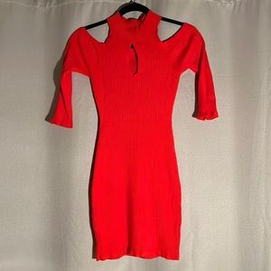 Orange mini mid sleeve dress